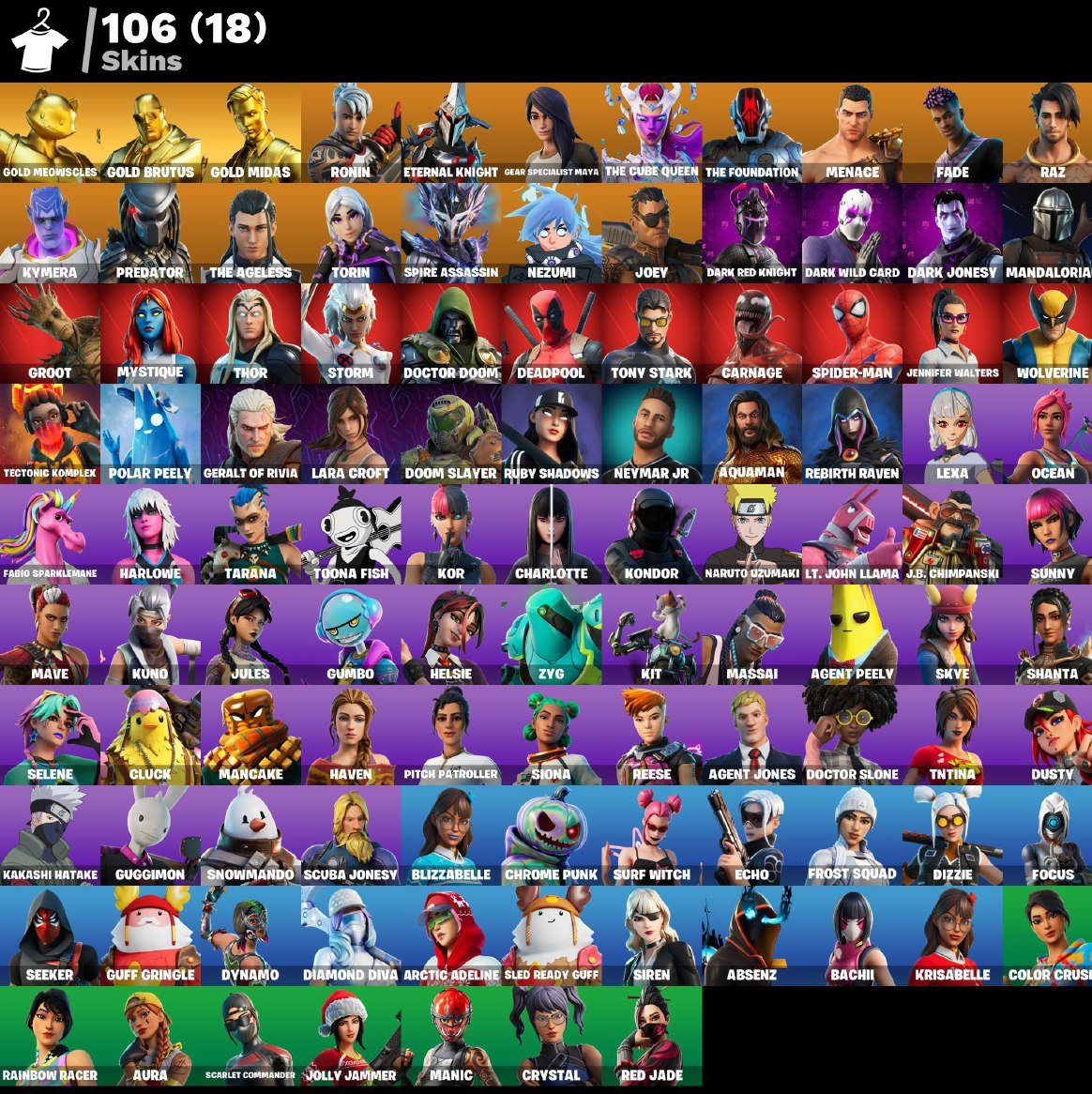 💎 106 skins | Gold Brutus | Gold Midas | Ronin | Eternal Knight | mail changeable immediately