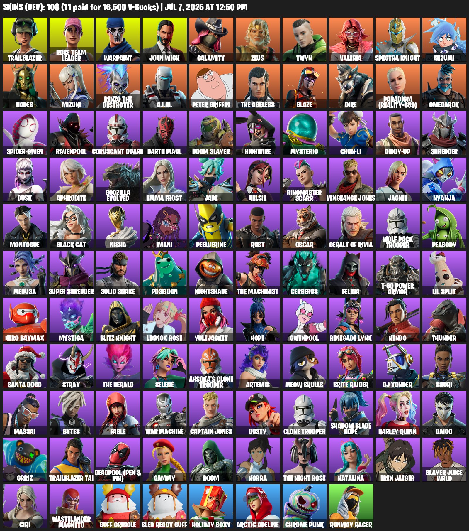 🎨 108 скинов | 🌟 Fortnite аккаунт