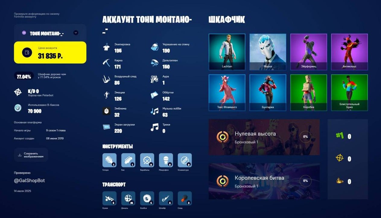 💖 196 скинов | 🌟 Fortnite аккаунт