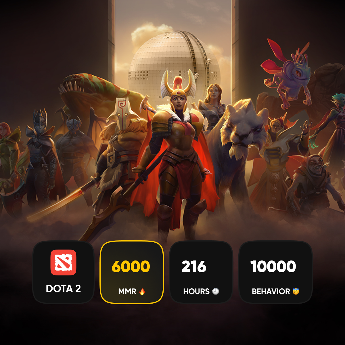 🏅 MMR 6000 | 🕒 216 часов | 🛡 10000