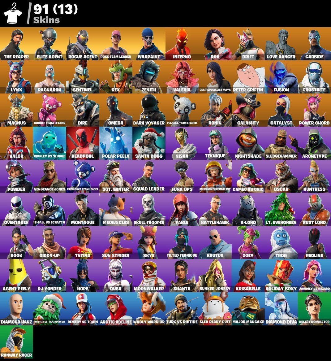 🎨 91 скин | 🌟 Fortnite аккаунт