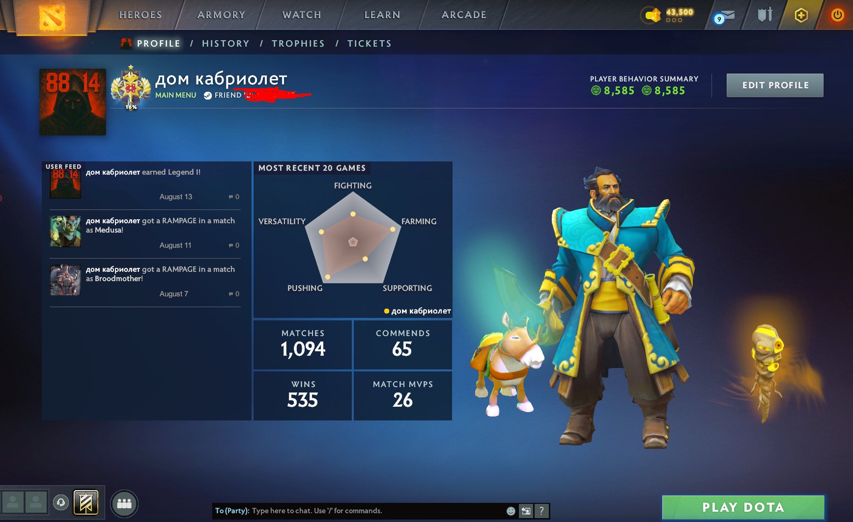 🏅 MMR 3100 | 🕒 1240 hours | 🛡 8500