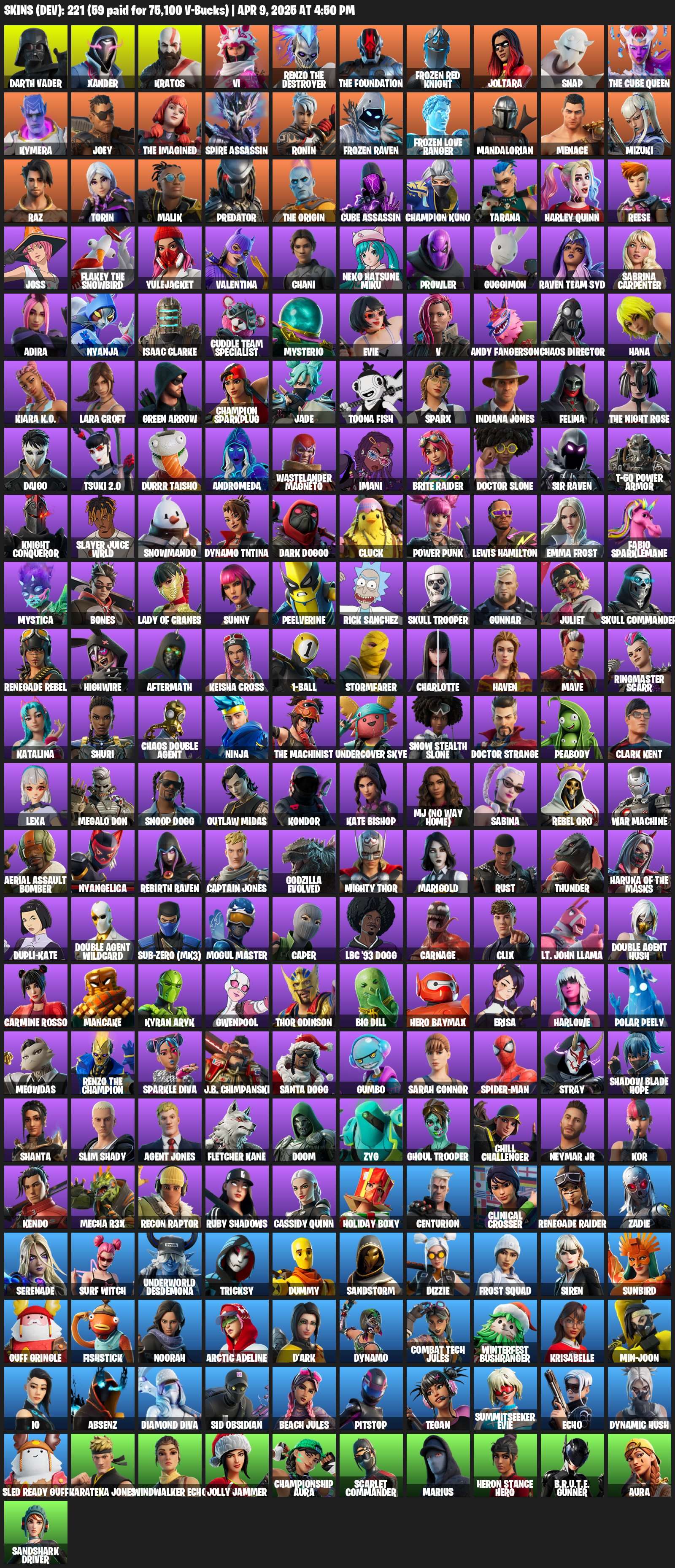 🎨 223 скинов | 🌟 Fortnite аккаунт