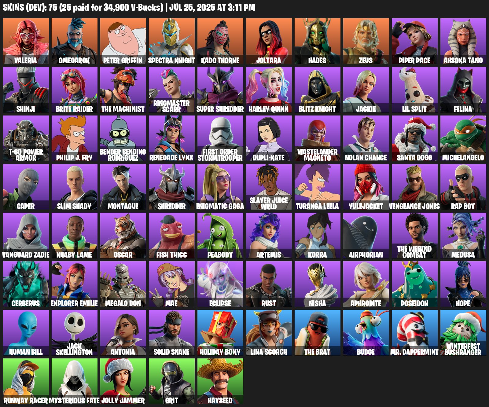 💜75 скинов💜Lina💚Scorch💙Harley Quinn💛Michelangelo