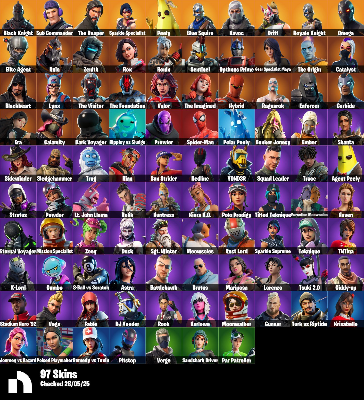 #R2774 | 🎨 97 скинов | 🖤 Black Knight | ✨ Sparkle Specialist | 🎶 Floss | 📉 Take The L | 💀 The Reaper
