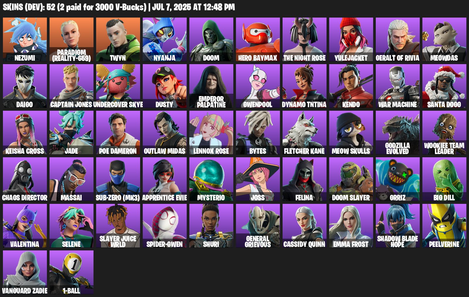 🎨 52 скина | 🌟 Fortnite аккаунт